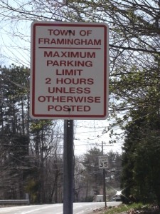 Framingham, MA older 2-hour limit parking sign (4/6/2010)