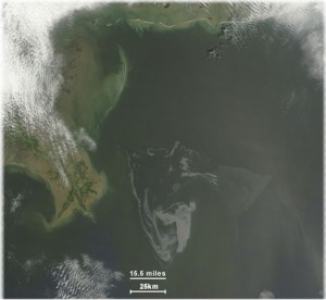 May 1, 2010 - NASA's Terra satellite image of Deepwater Horizon oil spill in Gulf of Mexico.