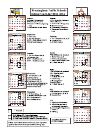2011-2012 Framingham Public School Calendar
